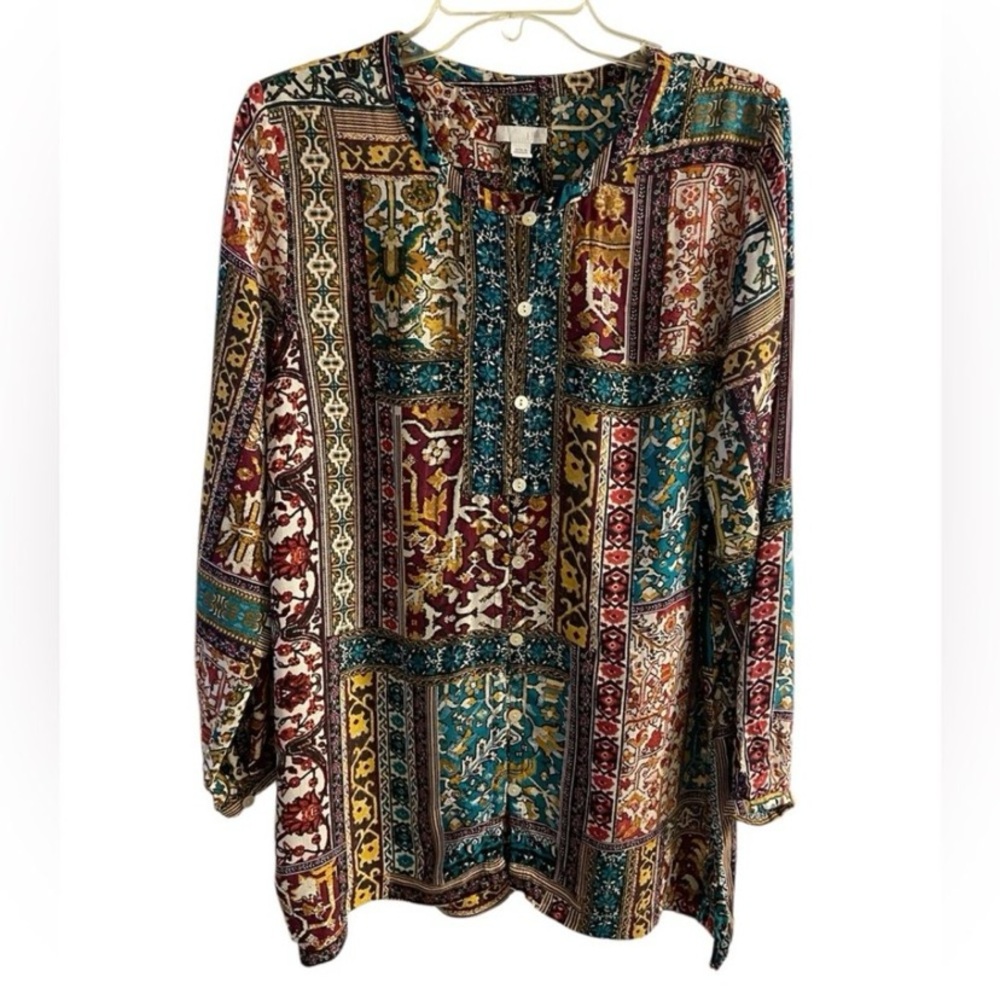 J. Jill Multicolor Patchwork Tunic Large Petite - image 3